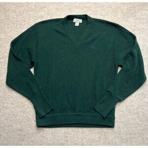 Vintage Izod 80's V-Neck Hunter Green Acrylic Long sleeve Sweater Size Large